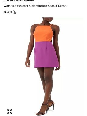 French Connection Whisper Orange & Purple Colorblock Mini Dress NWT
